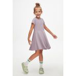 Soft Lila Renkli Basic Kız Çocuk Kısa Kollu Elbise - 3 Yaş - Orta Lila