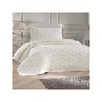 Soft RubyYatak Örtüsü Seti Jakarlı Şönil Kumaş 180x240 Krem, Cappuccino, Gri, Füme Tek Kişilik (Krem)