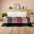 Soft Vintera Pamuklu Çift Kişilik Battaniye - Kırmızı / Lacivert - 180X220 cm - 1,5 x 0,7 m - Çok Renkli