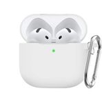 Soft Yumuşak Lansman Esnek Silikon Airpods 3 ile uyumlu İçi Kadife Kulaklık Kılıfı ve Karabina Anahtarlık (Beyaz, Airpods 3)