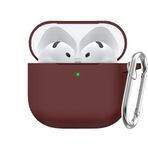 Soft Yumuşak Lansman Esnek Silikon Airpods 3 ile uyumlu İçi Kadife Kulaklık Kılıfı ve Karabina Anahtarlık (Bordo, Airpods 3)