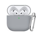 Soft Yumuşak Lansman Esnek Silikon Airpods 3 ile uyumlu İçi Kadife Kulaklık Kılıfı ve Karabina Anahtarlık (Gri, Airpods 3)