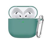 Soft Yumuşak Lansman Esnek Silikon Airpods 3 ile uyumlu İçi Kadife Kulaklık Kılıfı ve Karabina Anahtarlık (Koyu Yeşil, Airpods 3)