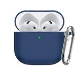 Soft Yumuşak Lansman Esnek Silikon Airpods 3 ile uyumlu İçi Kadife Kulaklık Kılıfı ve Karabina Anahtarlık (Lacivert, Airpods 3)