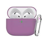 Soft Yumuşak Lansman Esnek Silikon Airpods 4 ile uyumlu İçi Kadife Kulaklık Kılıfı ve Karabina Anahtarlık (Mor, Airpods 4)