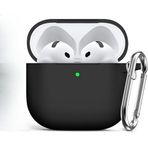 Soft Yumuşak Lansman Esnek Silikon Airpods 4 ile uyumlu İçi Kadife Kulaklık Kılıfı ve Karabina Anahtarlık (Siyah, Airpods 4)