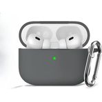 Soft Yumuşak Lansman Esnek Silikon Airpods Pro 2 ile uyumlu İçi Kadife Kulaklık Kılıfı ve Karabina Anahtarlık (Gri, Airpods Pro 2)