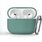 Soft Yumuşak Lansman Esnek Silikon Airpods Pro 2 ile uyumlu İçi Kadife Kulaklık Kılıfı ve Karabina Anahtarlık (Koyu Yeşil, Airpods Pro 2)