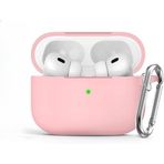 Soft Yumuşak Lansman Esnek Silikon Airpods Pro 2 ile uyumlu İçi Kadife Kulaklık Kılıfı ve Karabina Anahtarlık (Pembe, Airpods Pro 2)