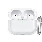Soft Yumuşak Şeffaf Esnek Silikon Airpods Pro 3 ile uyumlu Kulaklık Kılıfı ve Karabina Anahtarlık (Şeffaf, Airpods Pro 3)