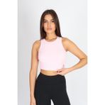 Softandbasic Kadın Pembe Basic Halter Yaka Esnek Biyeli Kaşkorse Kumaş Crop Top Body Atlet - XL