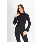 Softandbasic Siyah Balıkçı Yaka Baby Overlok Dikişli Bluz Siyah M
