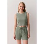 soft&basic Kadın Bürümcük Basic Askılı Crop Kısa Şort Alt Üst Şortlu Takım