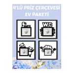 softclass 4'lü Priz Çerçevesi Tüm Ev Paketi Siyah Lazer Kesim Dekorasyon Ürünü
