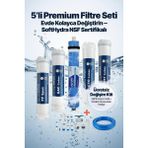 SoftHydra 10 İnç Standart 5'li Su Arıtma Filtre Seti - 80 GPD Membran Dahil Full Bakım Paketi - NSF Sertifikalı Tüm Açık Kasa Cihazlara Uyumlu Hediye Filtre Değişim Seti ve Montaj Ekipmanlı - Beyaz
