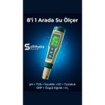 Softhydra - Ortimax 8’i 1 Arada Dijital Su Ölçüm Cihazı - Hassas Tds, Ec, Tuzluluk ve Sıcaklık Ölçer - 8 in 1