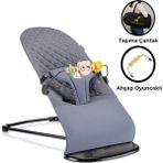 Softino Ahşap Oyuncaklı Ana Kucağı | Katlanabilir, 3 Pozisyonlu, Sallanabilir, Çantalı - Antrasit