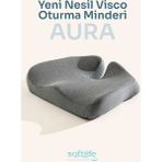 Softlife AURA Yeni Nesil Visco Coccyx Oturma Minderi Ortopedik Kuyruk Sokumu Visco Minder 47x41x12 Cm - 47 x 45 cm - Gri