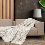 SoftMicro İskandinav Desenli 130x180 cm Koltuk Örtüsü Şalı, Kanepe Örtüsü, Tv Battaniyesi Gri