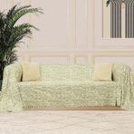 Softmicro İskandinav Desenli Boho 180x300 Cm Koltuk Örtüsü Şalı, Kanepe Örtüsü, Tv Battaniyesi Yeşil 001