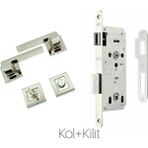 Sofuoğlu Anka Kare Rozetli Nikel Saten (Banyo-Wc Tipi) Kapı Kolu+Kilit Sistemi 2'li Set - Beyaz