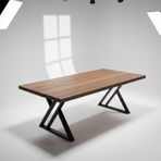 SOGAWOOD – Doğal Ceviz Ahşap Yemek Masası – Düz Kenar 70x110 Ayak Model 5