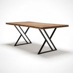 SOGAWOOD – Doğal Ceviz Ahşap Yemek Masası – Natürel Kenar 80x120 Ayak Model 5