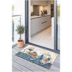 SoGood Concept Vintage Mutfak Desenli Dekoratif Balkon Paspası - Retro Sweet Home Temalı Çok Amaçlı Paspas (43x70 cm)