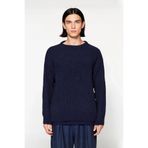Soğuk Kış Günleri İçin Erkek Oversize Kalıp Bisiklet Yaka Rahat Triko Kazak Basic Stil Kaliteli -Lacivert-S