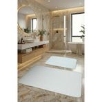 Söğüt Kaymaz Taban Süper Emici 2'li Banyo Paspası Seti 60x100 50x60 cm Beyaz