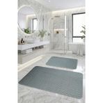 Söğüt Kaymaz Taban, Süper Emici 2'li Banyo Paspası Seti (Gri) 60x100 cm 50x60 cm