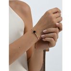 Söğütlü Silver 925 ayar gümüş rose siyah sedef taşlı yonca modeli asansörlü bileklik [barcode]