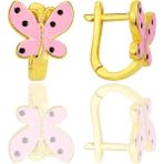 Söğütlü Silver Gümüş Altın Yaldızlı Pembe Mineli Kelebek Çocuk Küpesi SGTL12368GOLD - 1 cm - Gümüş - Gold - Rose