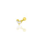 Söğütlü Silver Gümüş altın yaldızlı zirkon iki taşlı Tragus helix Piercing küpe [barcode]