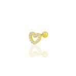 Söğütlü Silver Gümüş altın yaldızlı zirkon taşlı kalp modeli Tragus helix Piercing küpe [barcode]