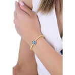 Söğütlü Silver Gümüş altın yaldızlı zirkon taşlı kare nazar boncuklu asansörlü cam göz su yolu bileklik [barcode]
