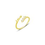 Söğütlü Silver Gümüş altın yaldızlı zirkon taşlı love yazılı ayarlamalı yüzük [barcode]