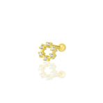 Söğütlü Silver Gümüş altın yaldızlı zirkon taşlı simit modeli Tragus helix Piercing küpe [barcode]