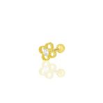 Söğütlü Silver Gümüş altın yaldızlı zirkon taşlı yonca modeli Tragus helix Piercing küpe [barcode]