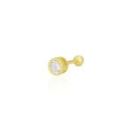 Söğütlü Silver Gümüş altın yaldızlı zirkon tek taş 5 mm Tragus helix Piercing küpe [barcode]