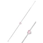 Söğütlü Silver Gümüş beyaz altın rodyumlu pembe zirkon taşlı pırlanta montürlü love kalp su yolu bileklik [barcode]