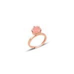 Söğütlü Silver Gümüş Lotus çiçeği modeli pembe renkli taşlı ayarlamalı yüzük