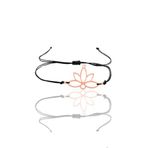 Söğütlü Silver Gümüş lotus rose yaşam çiçeği siyah ipli bileklik [barcode]