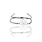 Söğütlü Silver Gümüş lotus yaşam çiçeği siyah ipli bileklik [barcode]