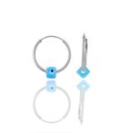 Söğütlü Silver Gümüş Rodyumlu Nazarlı Turkuaz Halka Küpe