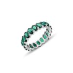 Söğütlü Silver Gümüş rodyumlu oval baget kesim zümrüt taşlı tamtur yüzük [barcode] 11