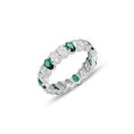 Söğütlü Silver Gümüş rodyumlu oval baget kesim zümrüt ve zirkon taşlı tamtur yüzük [barcode] 8
