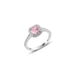 Söğütlü Silver Gümüş rodyumlu pembe taşlı kare yüzük 10