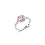 Söğütlü Silver Gümüş rodyumlu pembe taşlı kare yüzük 12