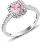 Söğütlü Silver Gümüş rodyumlu pembe taşlı kare yüzük 13